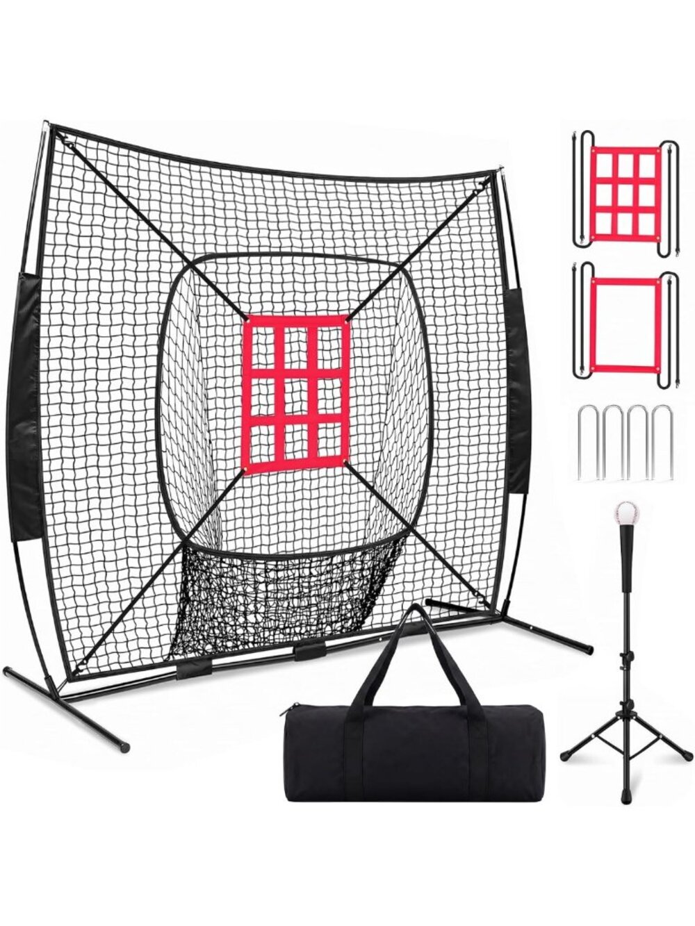 7x7ft Baseball & Softball Training Net with Tee & Target - Perfect for All Skill